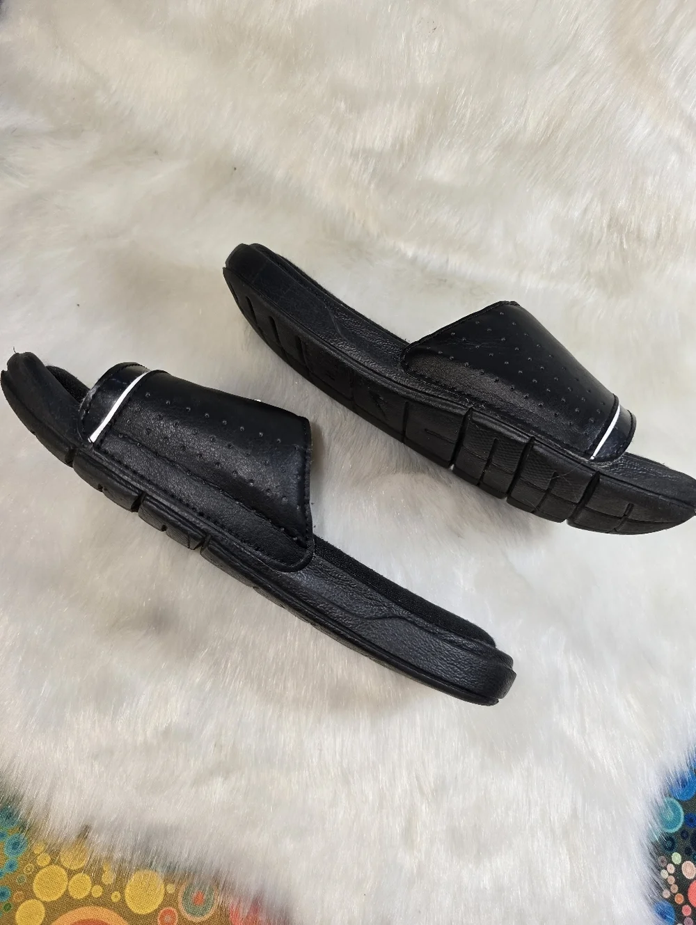 Nike Comfort Slide 2 Kids Black Slide Sandals with White Swoosh Accent